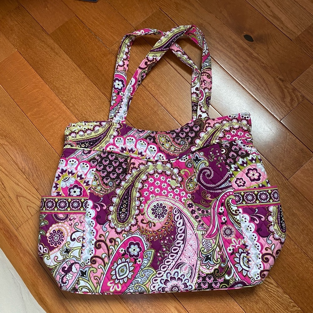 Vera Bradley pleated tote in Very Berry Paisley